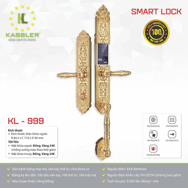 Khóa thông minh cửa tân cổ điển Kassler KL - 999 - Gia Huy Lock