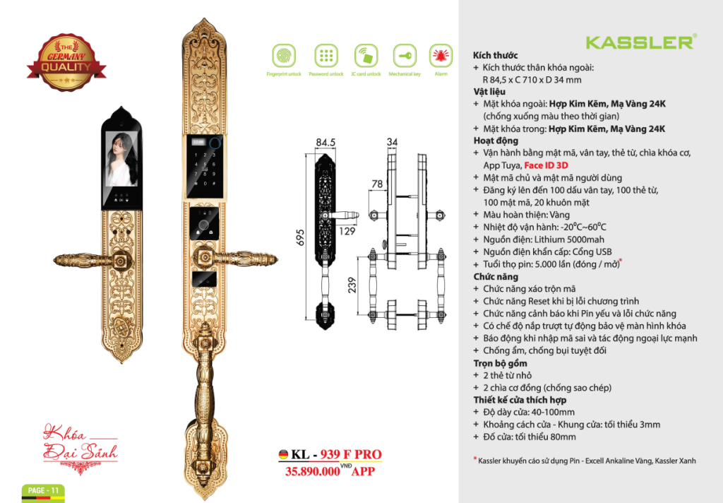 Khóa thông minh Kassler KL - 939 F PRO