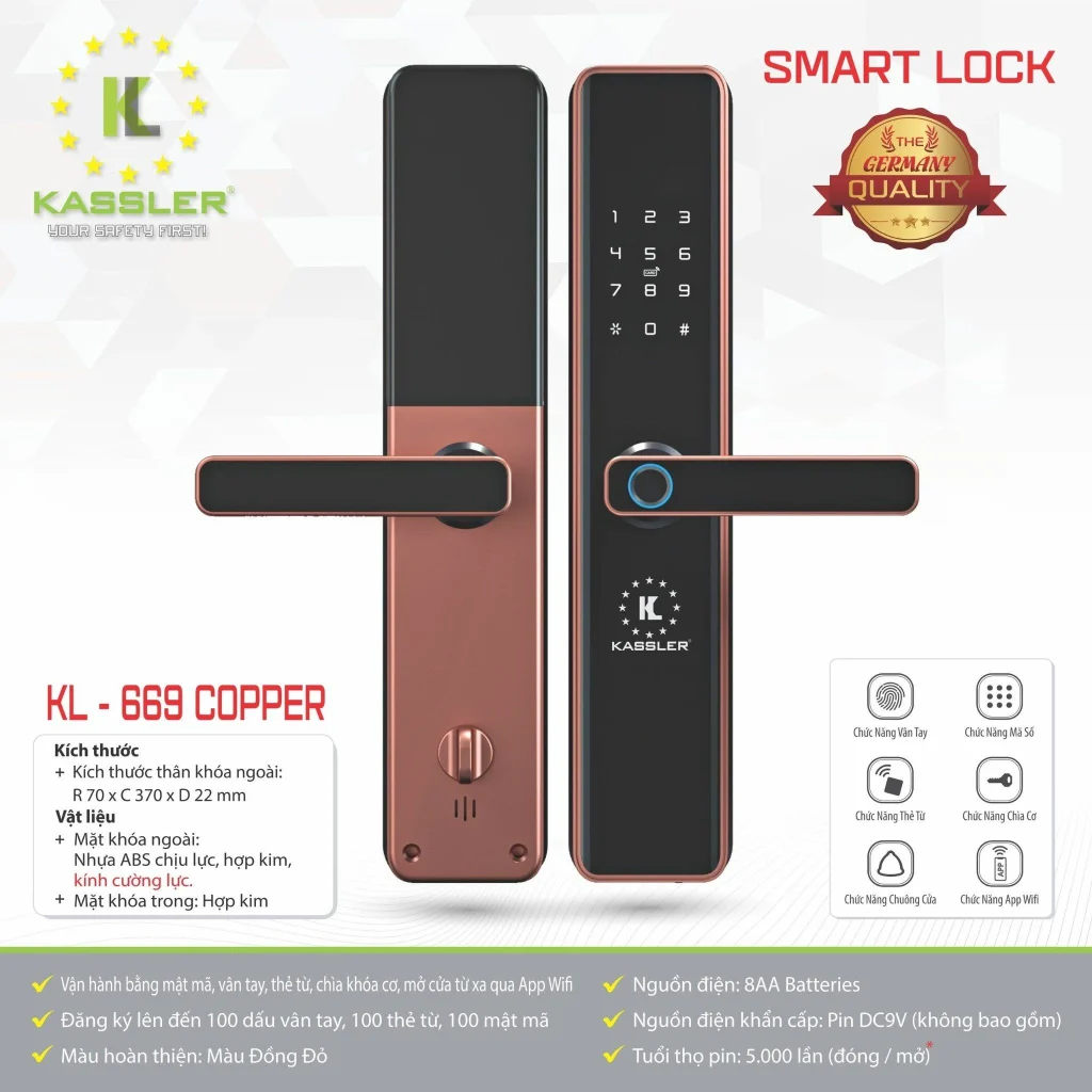 Khóa thông minh Kassler KL - 669 copper