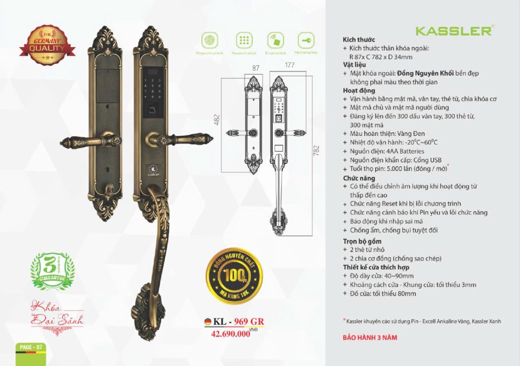 Khóa thông minh Kassler KL - 969GR