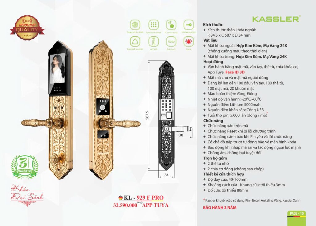 Khóa thông minh Kassler KL - 929 F PRO