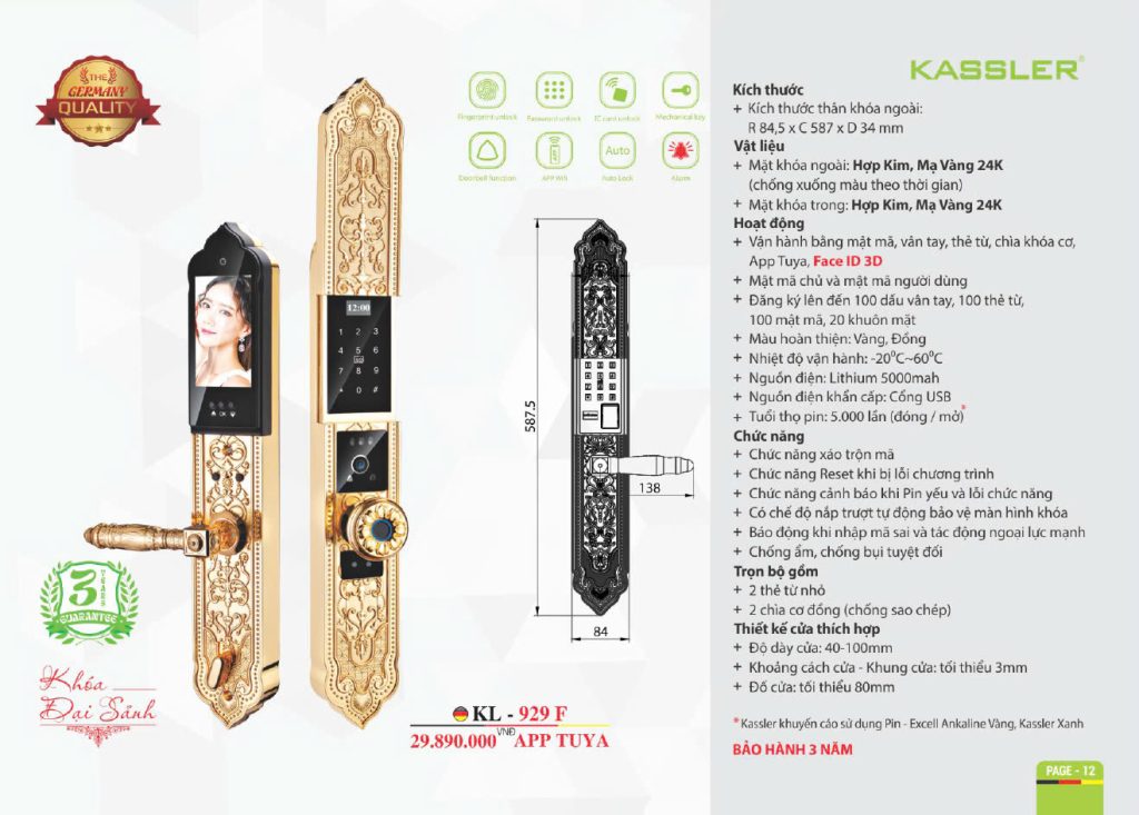 Khóa thông minh Kassler KL - 929 F