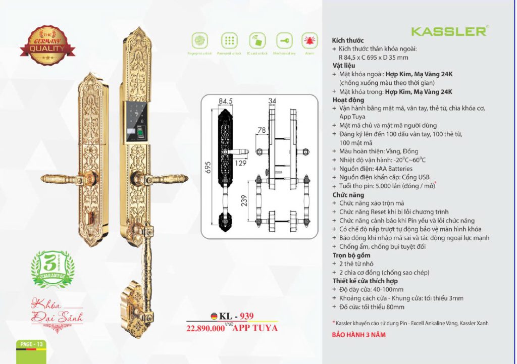 Khóa thông minh Kassler KL - 939
