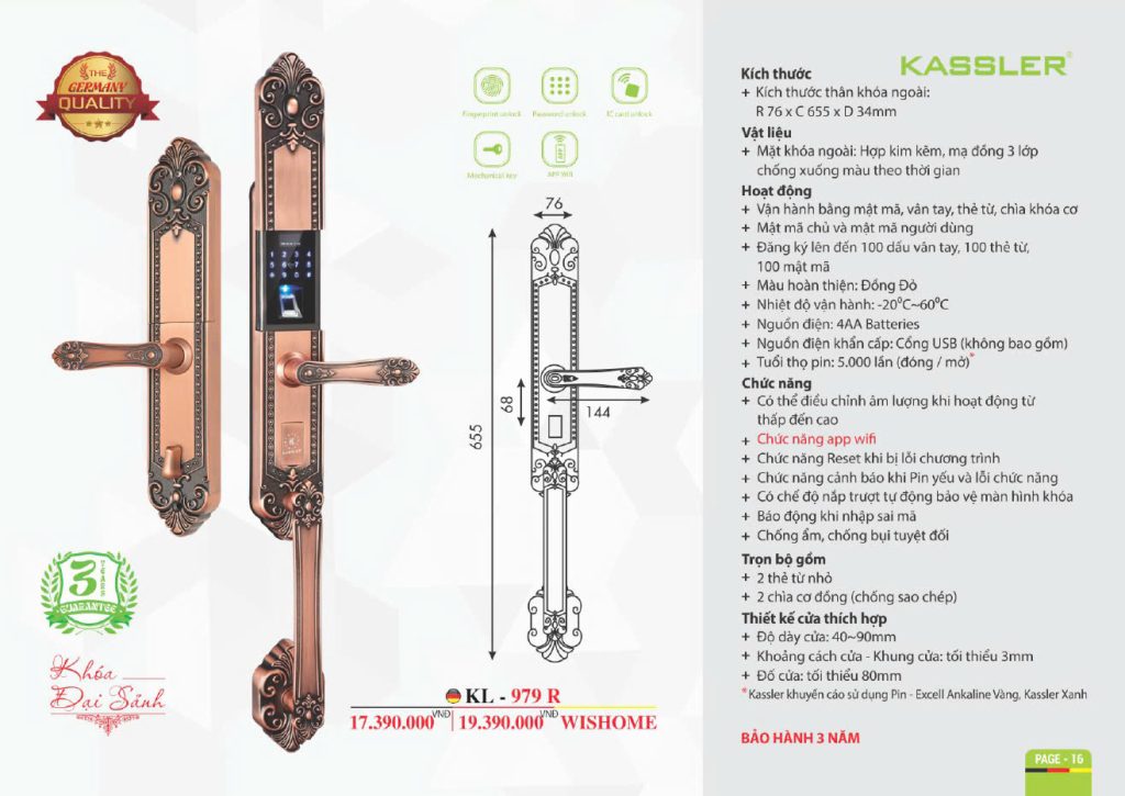 Khóa thông minh Kassler KL - 979 R