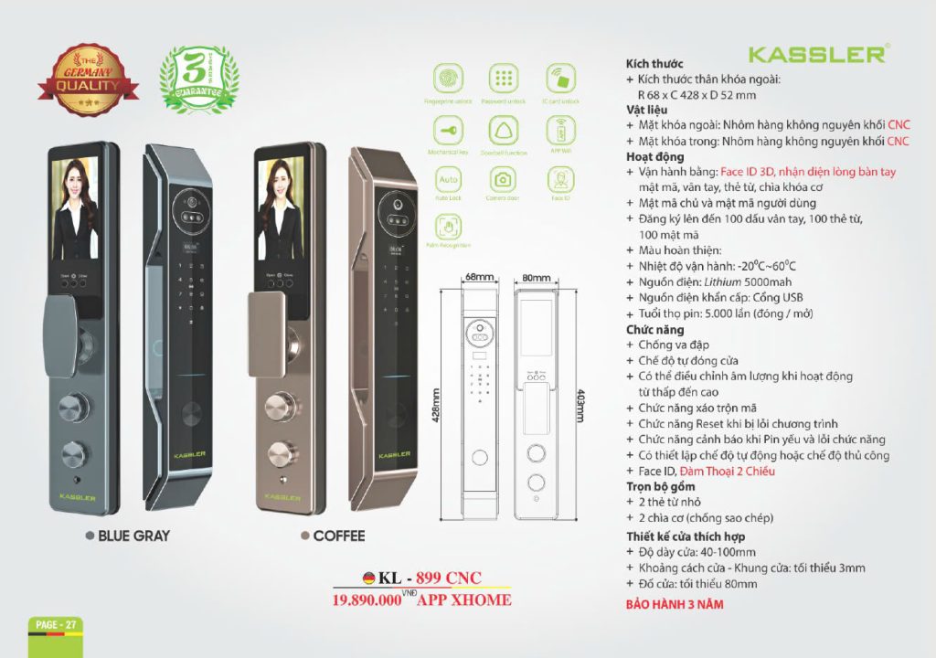 Khóa thông minh Kassler KL - 899CNC