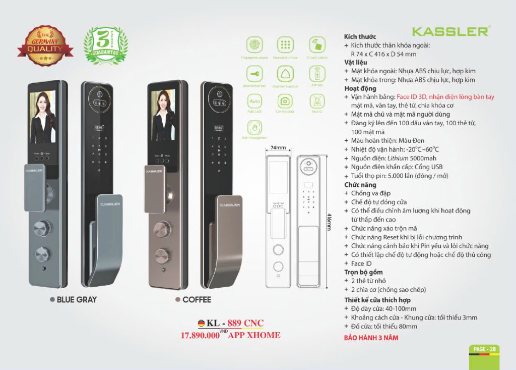 Khóa thông minh Kassler KL - 889CNC