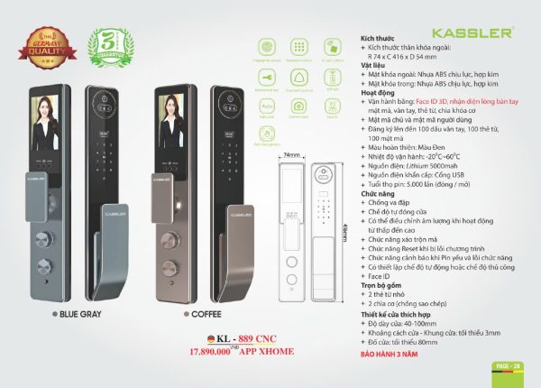 Khóa thông minh Kassler KL - 889CNC