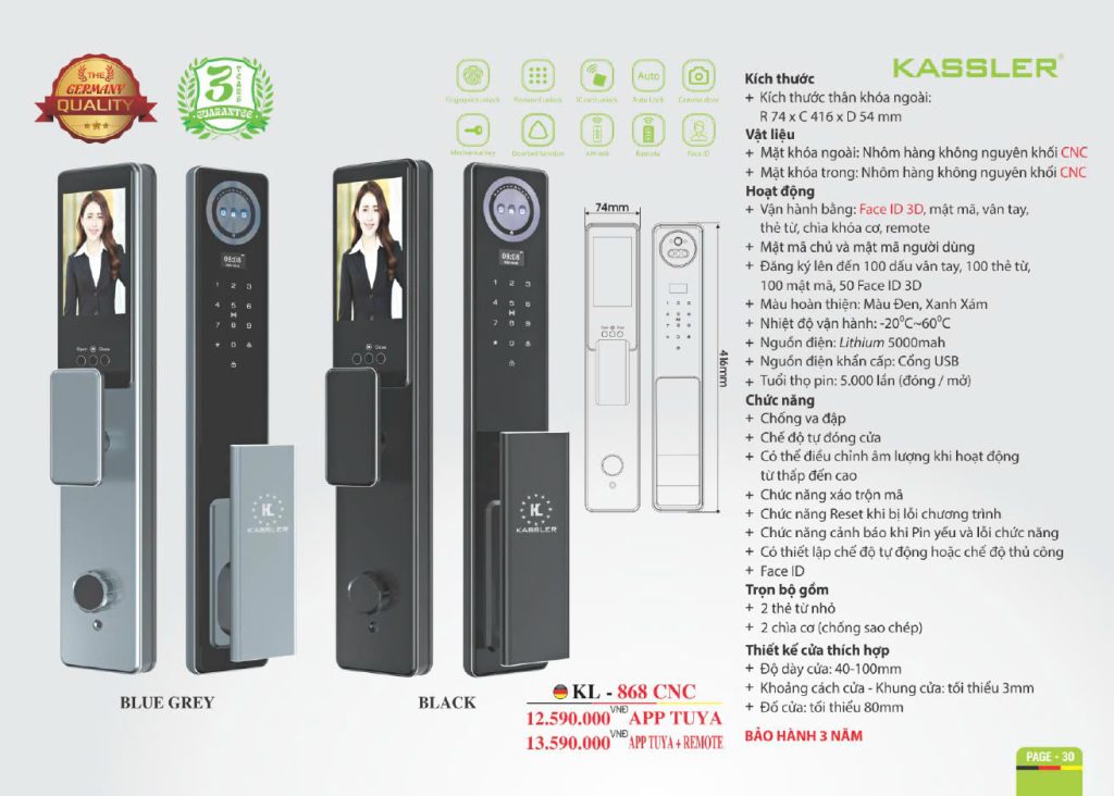 Khóa thông minh Kassler KL - 868CNC