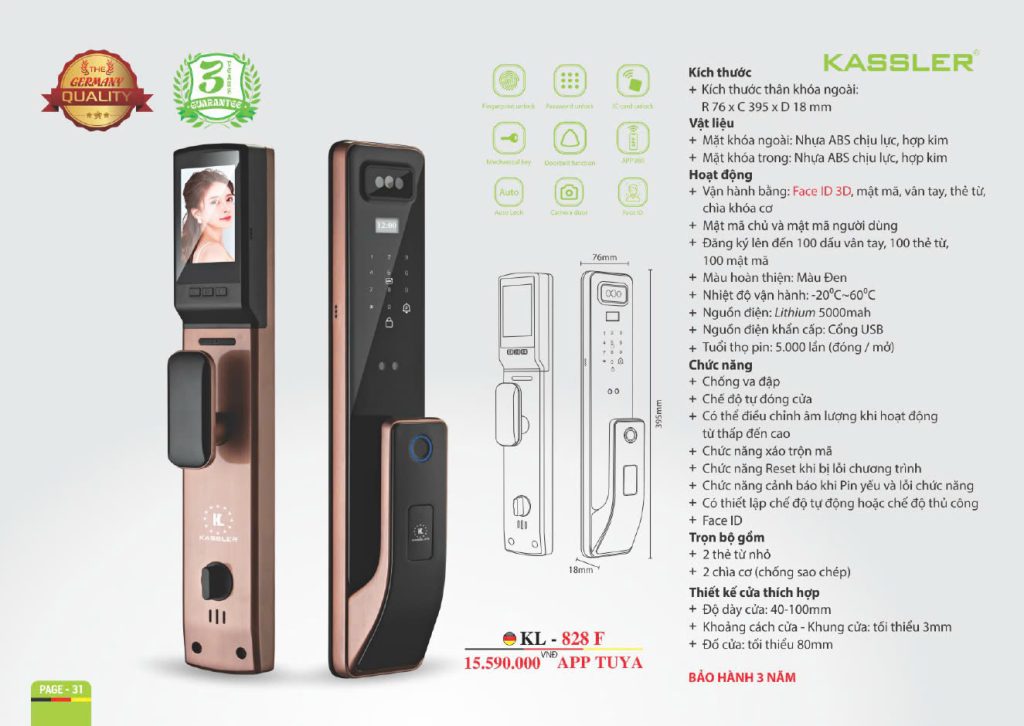Khóa thông minh Kassler KL - 828F
