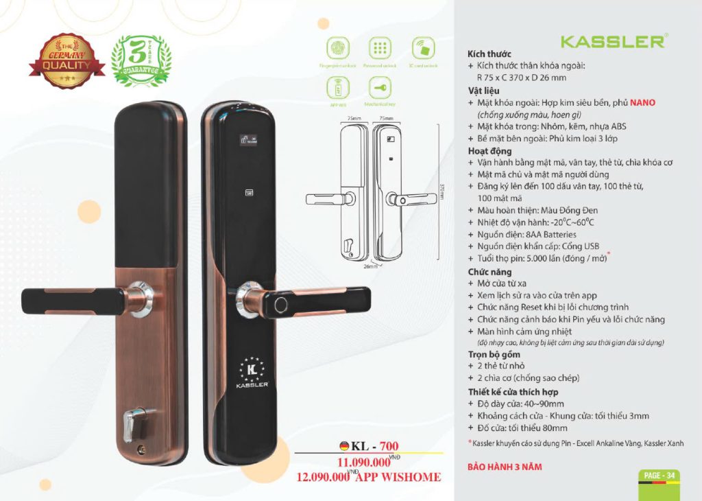 Khóa thông minh Kassler KL - 700