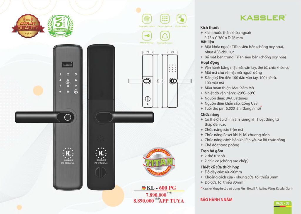 Khóa thông minh Kassler KL - 600PG