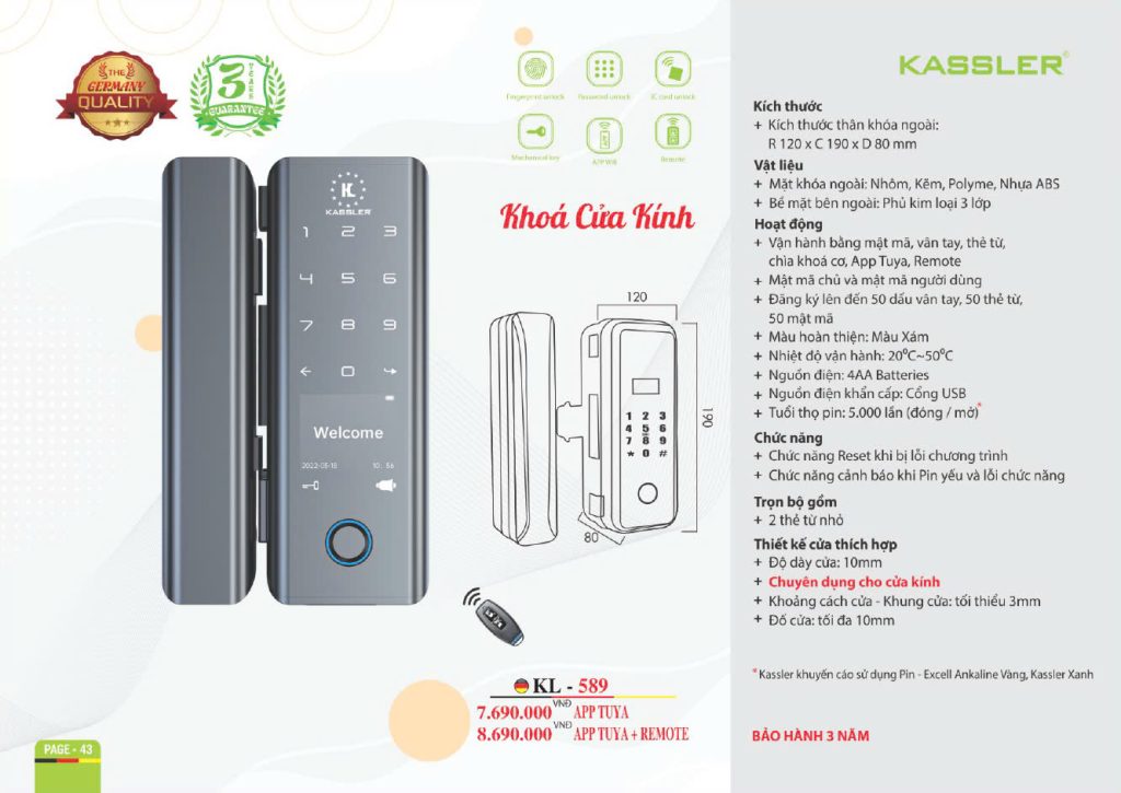 Khóa thông minh Kassler KL - 589