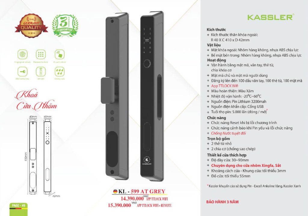 Khóa thông minh Kassler KL - 599AT