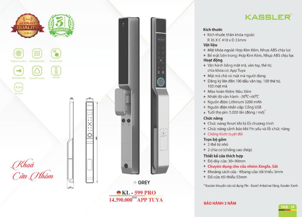 Khóa thông minh Kassler KL - 599 pro