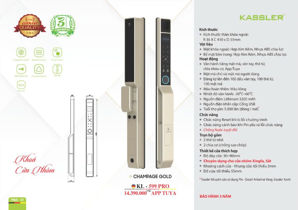 Khóa thông minh Kassler KL - 599 pro