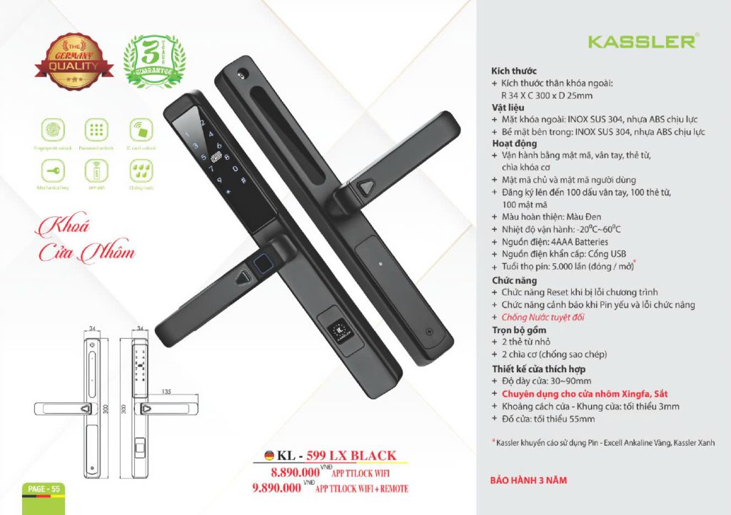 Khóa thông minh Kassler KL - 599 LX
