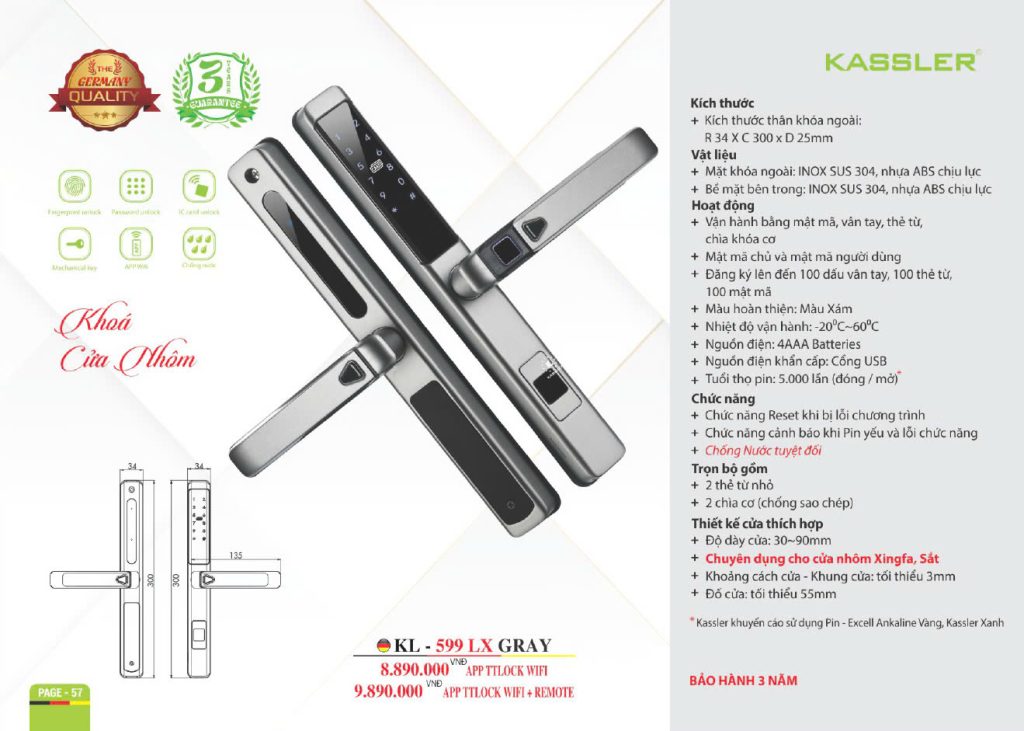 Khóa thông minh Kassler KL - 599 LX