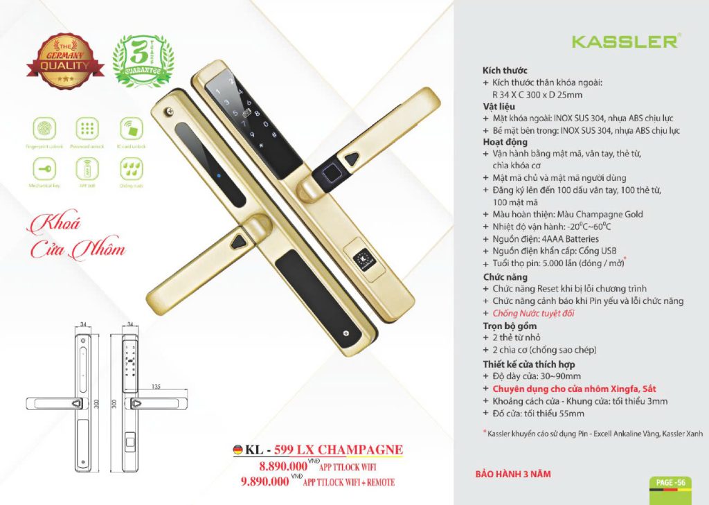Khóa thông minh Kassler KL - 599 LX