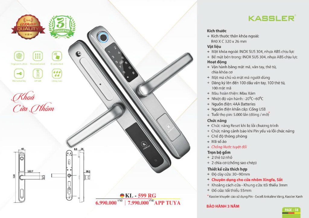 Khóa thông minh Kassler KL - 599 RG