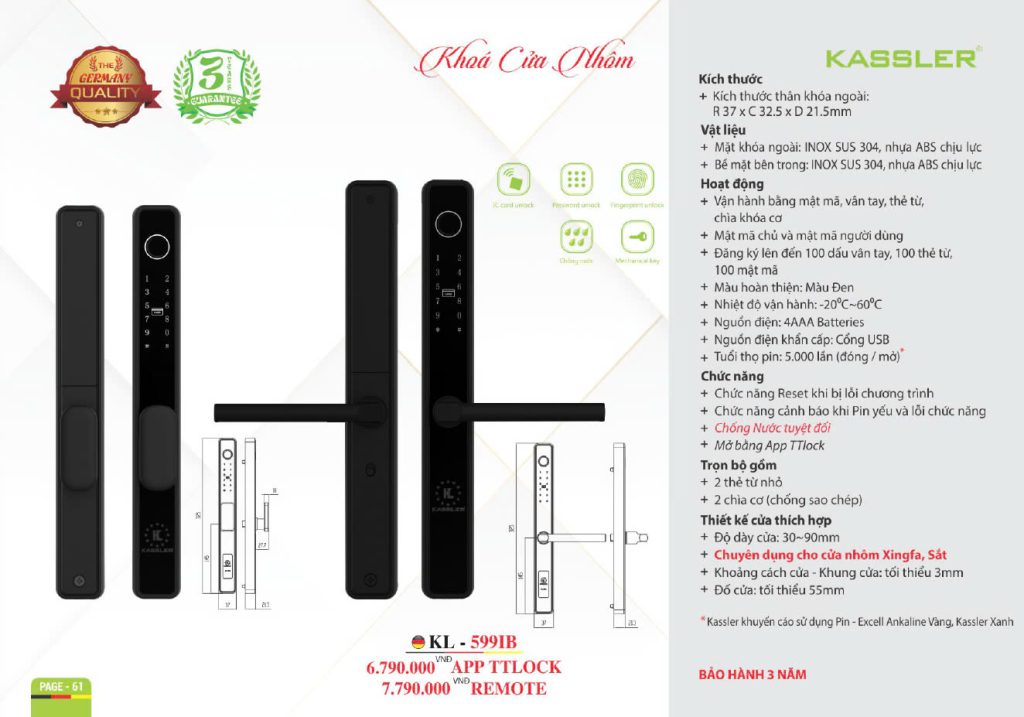 Khóa thông minh Kassler KL - 599IB