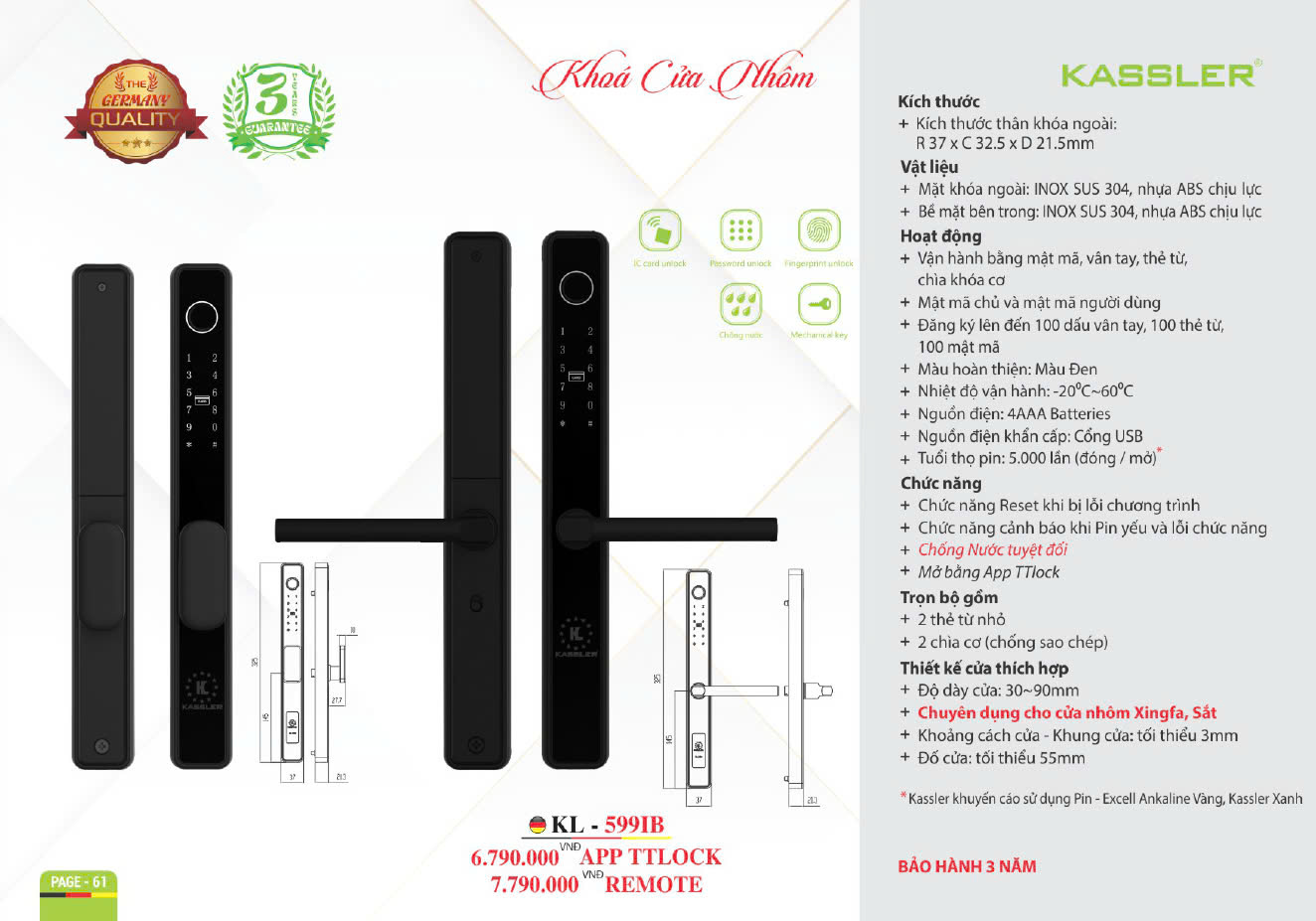 Khóa thông minh Kassler KL - 599IB