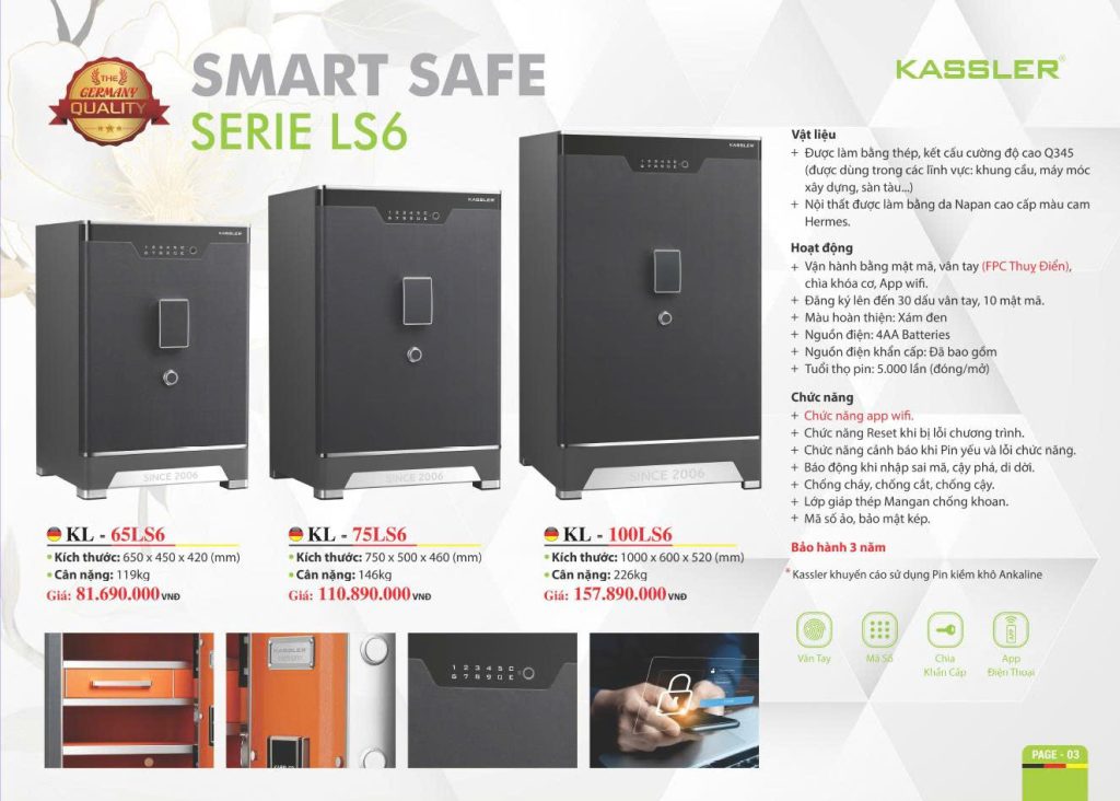 Két sắt thông minh Kassler KL - 65LS6 / KL - 75LS6 / KL - 100LS6