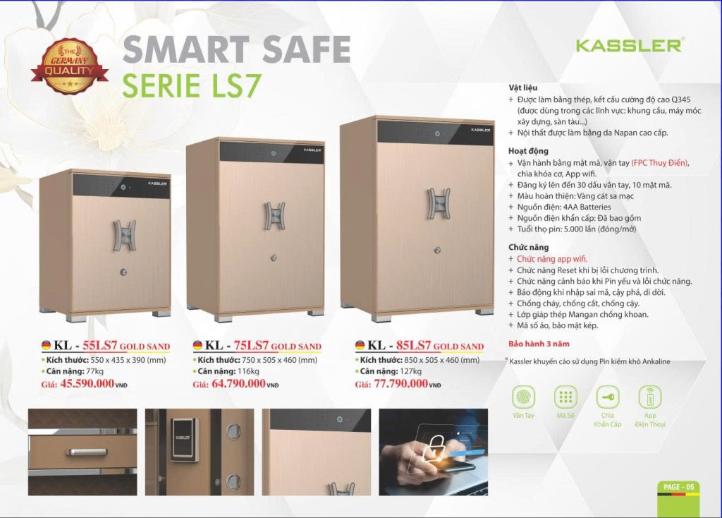 Két sắt thông minh Kassler KL - 55LS7 Gold Sand / KL - 5LS7 Gold Sand / KL - 85LS7 Gold Sand