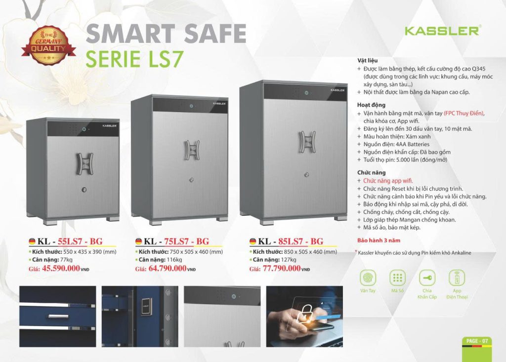 Két sắt thông minh Kassler KL - 55LS7 - BG / KL - 75LS7 - BG / KL - 85LS7 - BG