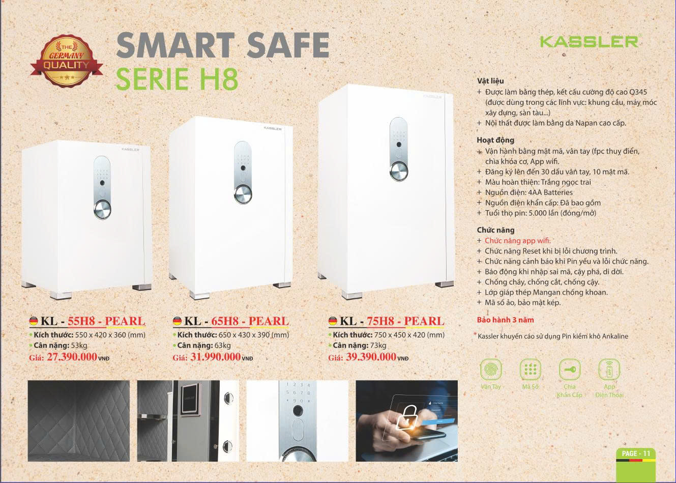 Két sắt thông minh Kassler KL - 75H8 PEARL - Ảnh 9